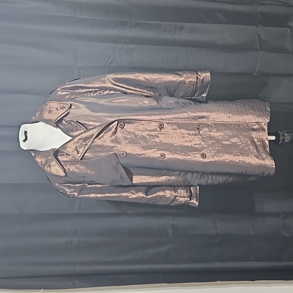Shiny bronze trench coat